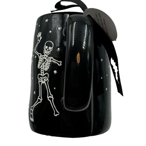 Rae Dunn Mug BONE TO BE WILD Black Halloween Skeleton Dancin Goth Witch New 2024 - Picture 4 of 11